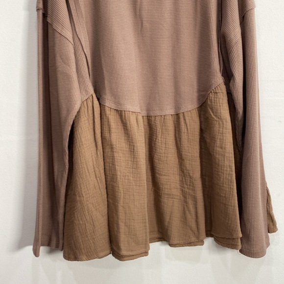 Andree Waffle Knit Top Long sleeve Boho 2X NWT - Picture 3 of 10